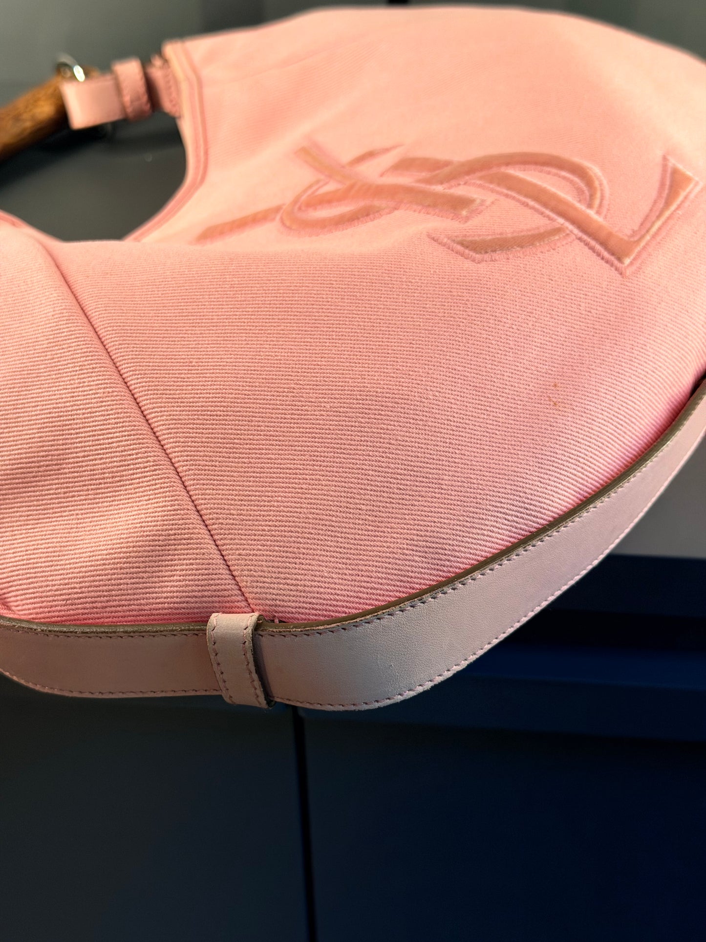 SAINT LAURENT PINK CLOTH MEDIUM MOMBASA SHOULDER BAG