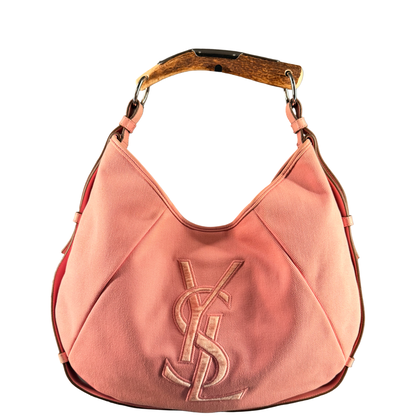 SAINT LAURENT PINK CLOTH MEDIUM MOMBASA SHOULDER BAG