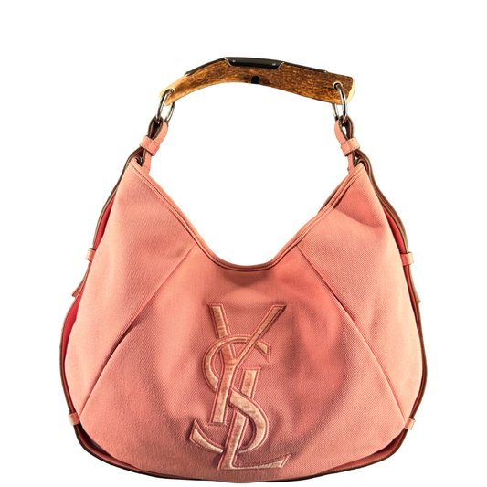 SAINT LAURENT PINK CLOTH MEDIUM MOMBASA SHOULDER BAG