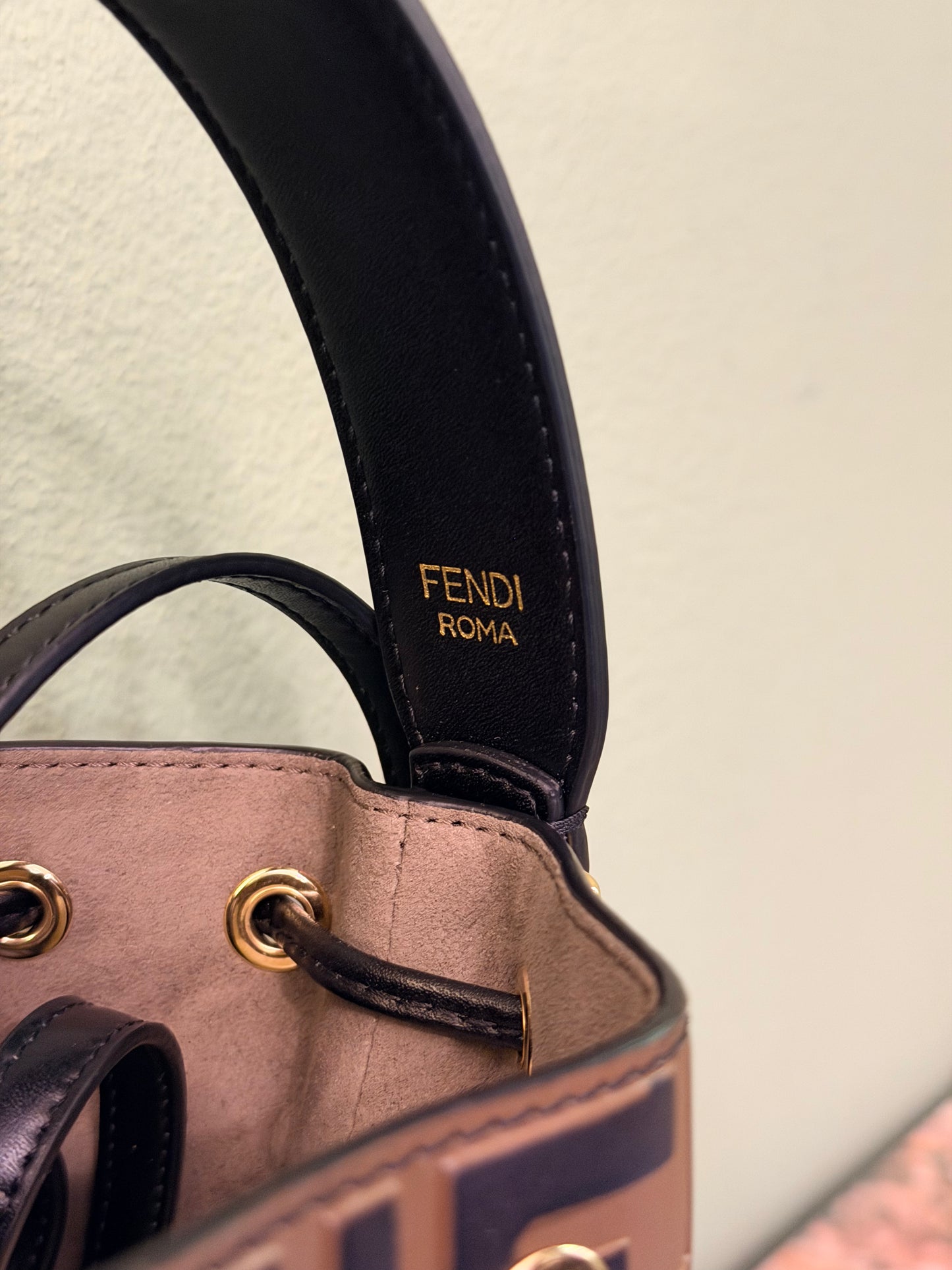 FENDI LEATHER MONOGRAM MON TRESOR BUCKET BAG
