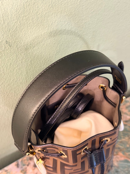 FENDI LEATHER MONOGRAM MON TRESOR BUCKET BAG