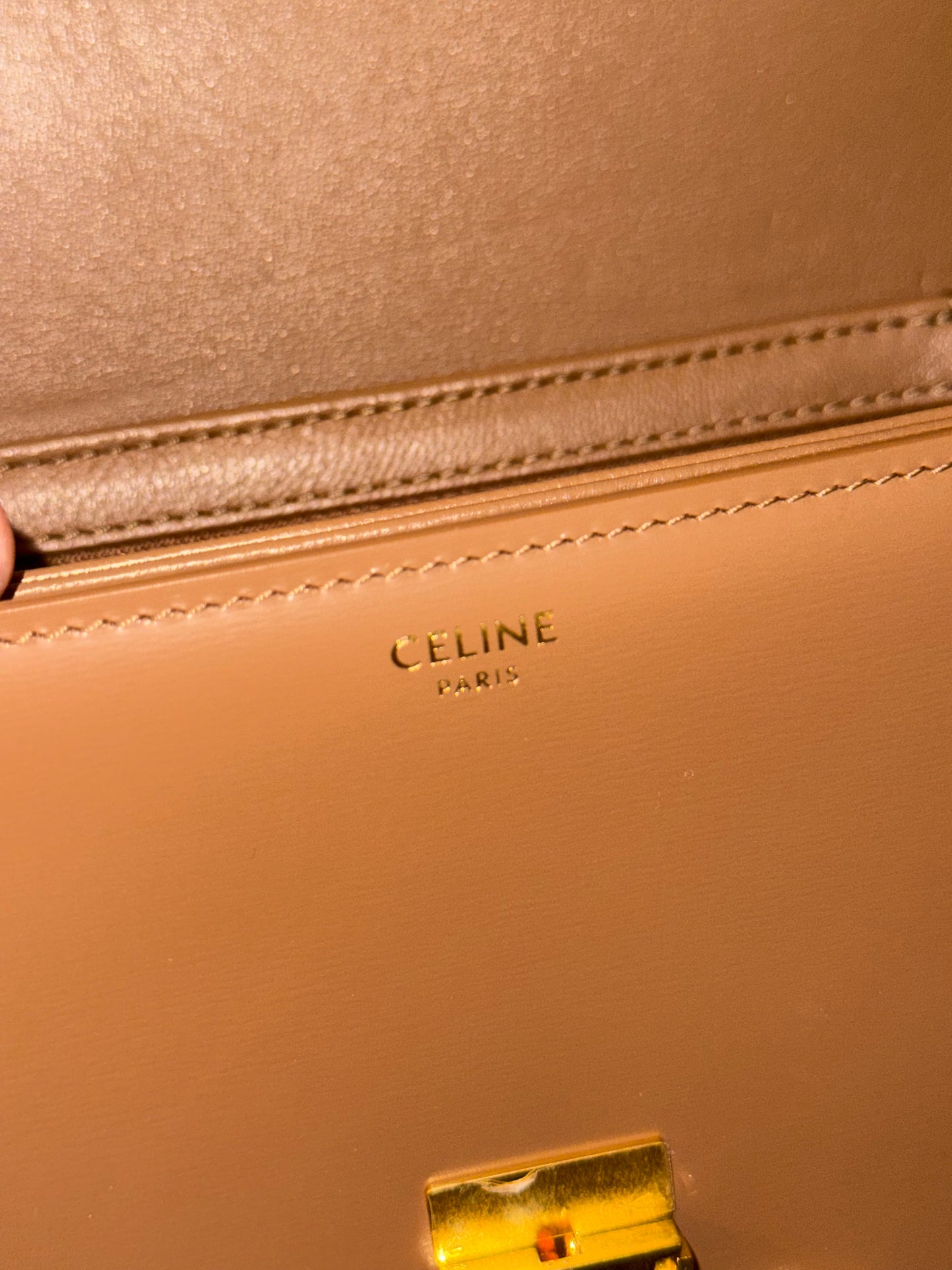 CELINE DARK BEIGE TEEN TRIOMPHE CROSSBODY BAG