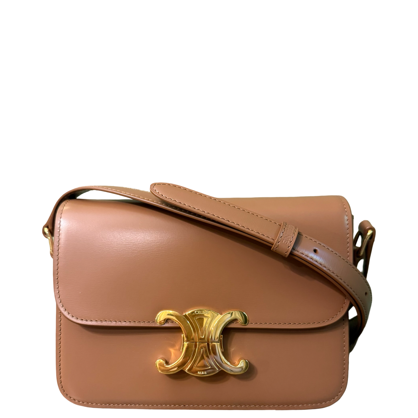 CELINE DARK BEIGE TEEN TRIOMPHE CROSSBODY BAG