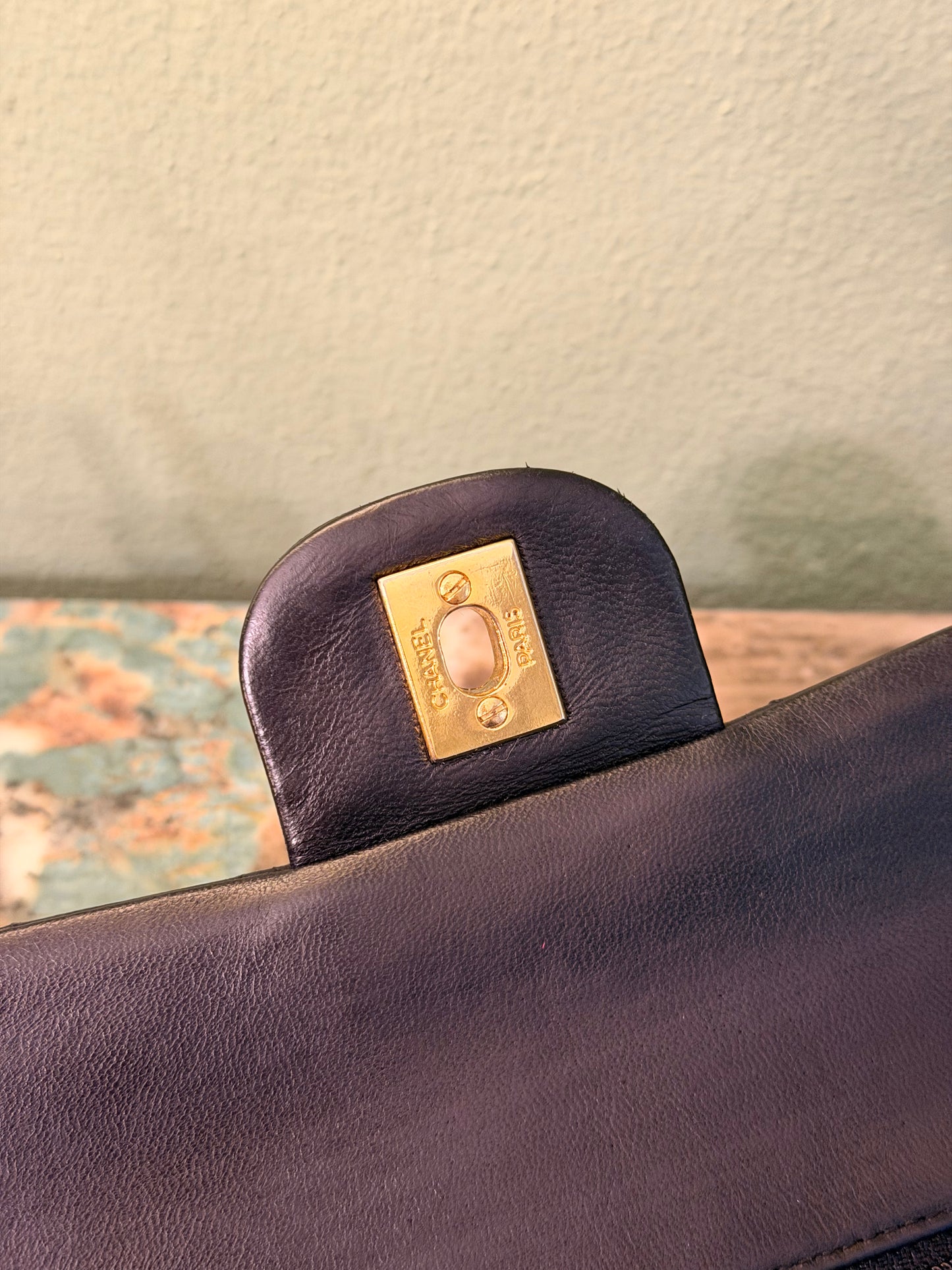 CHANEL BLACK LAMBSKIN TIMELESS MEDIUM CLASSIC DOUBLE FLAP SHOULDER BAG