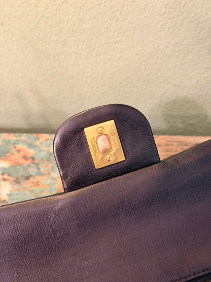 CHANEL BLACK LAMBSKIN TIMELESS MEDIUM CLASSIC DOUBLE FLAP SHOULDER BAG