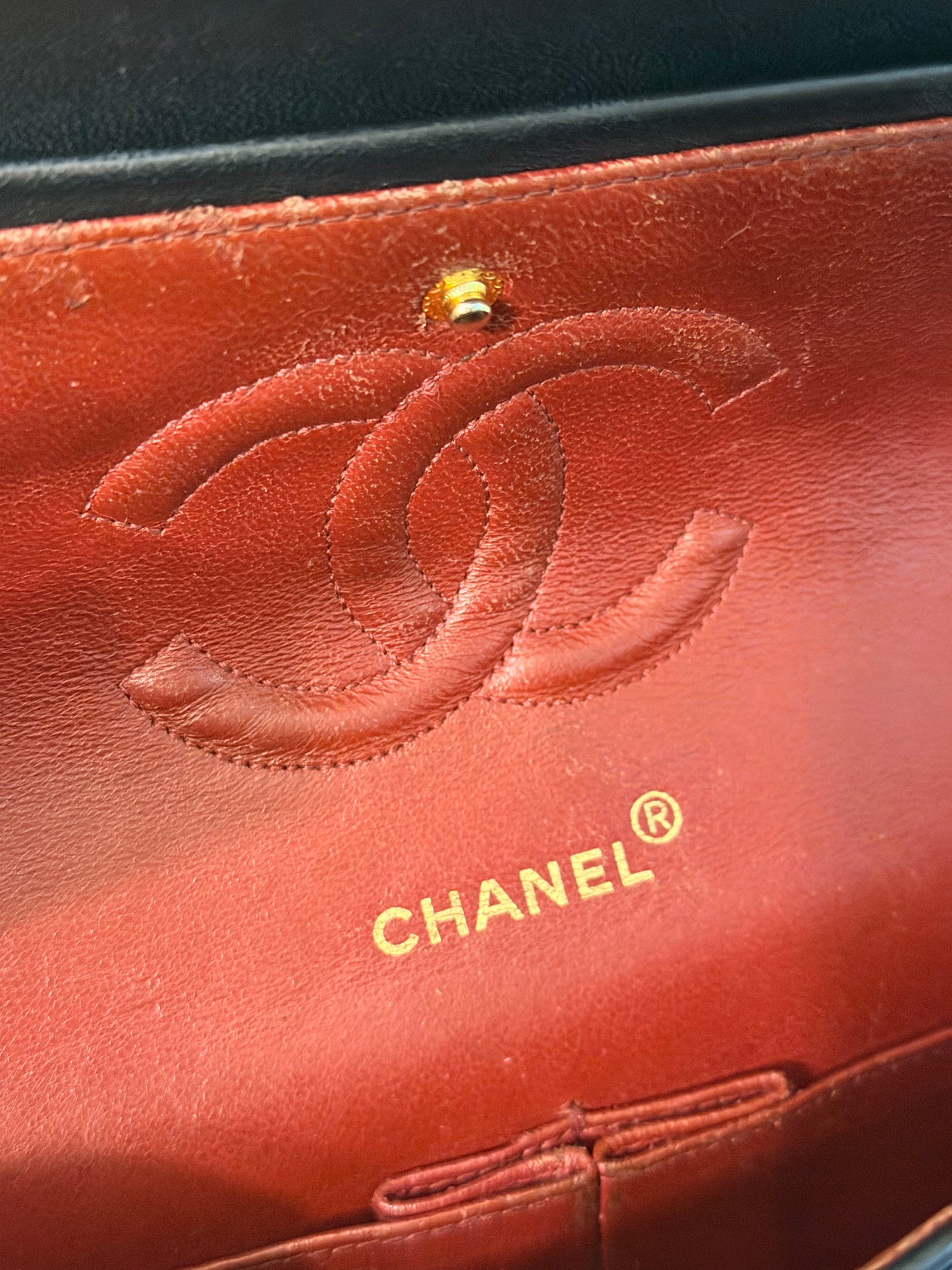 CHANEL BLACK LAMBSKIN TIMELESS MEDIUM CLASSIC DOUBLE FLAP SHOULDER BAG