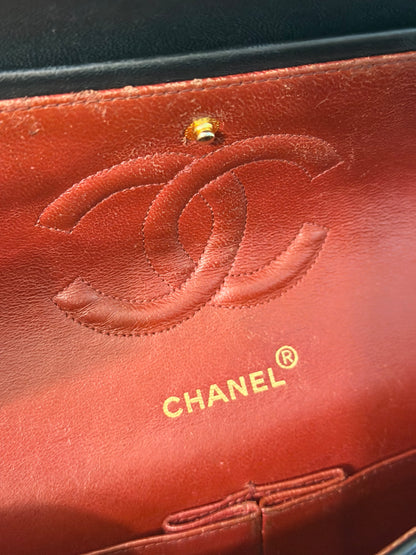 CHANEL BLACK LAMBSKIN TIMELESS MEDIUM CLASSIC DOUBLE FLAP SHOULDER BAG