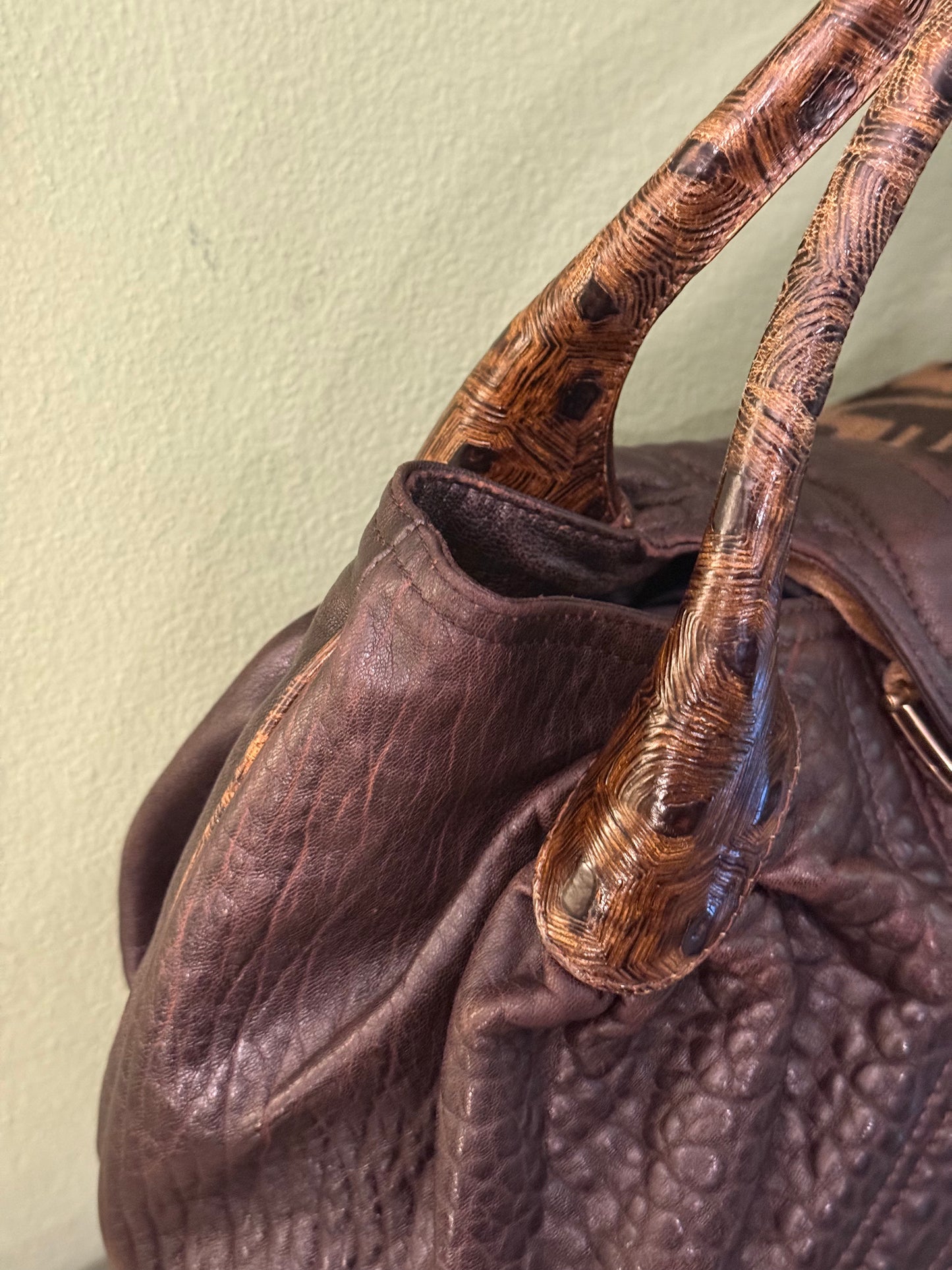 FENDI BROWN ZUCCA LARGE SPY HANDBAG