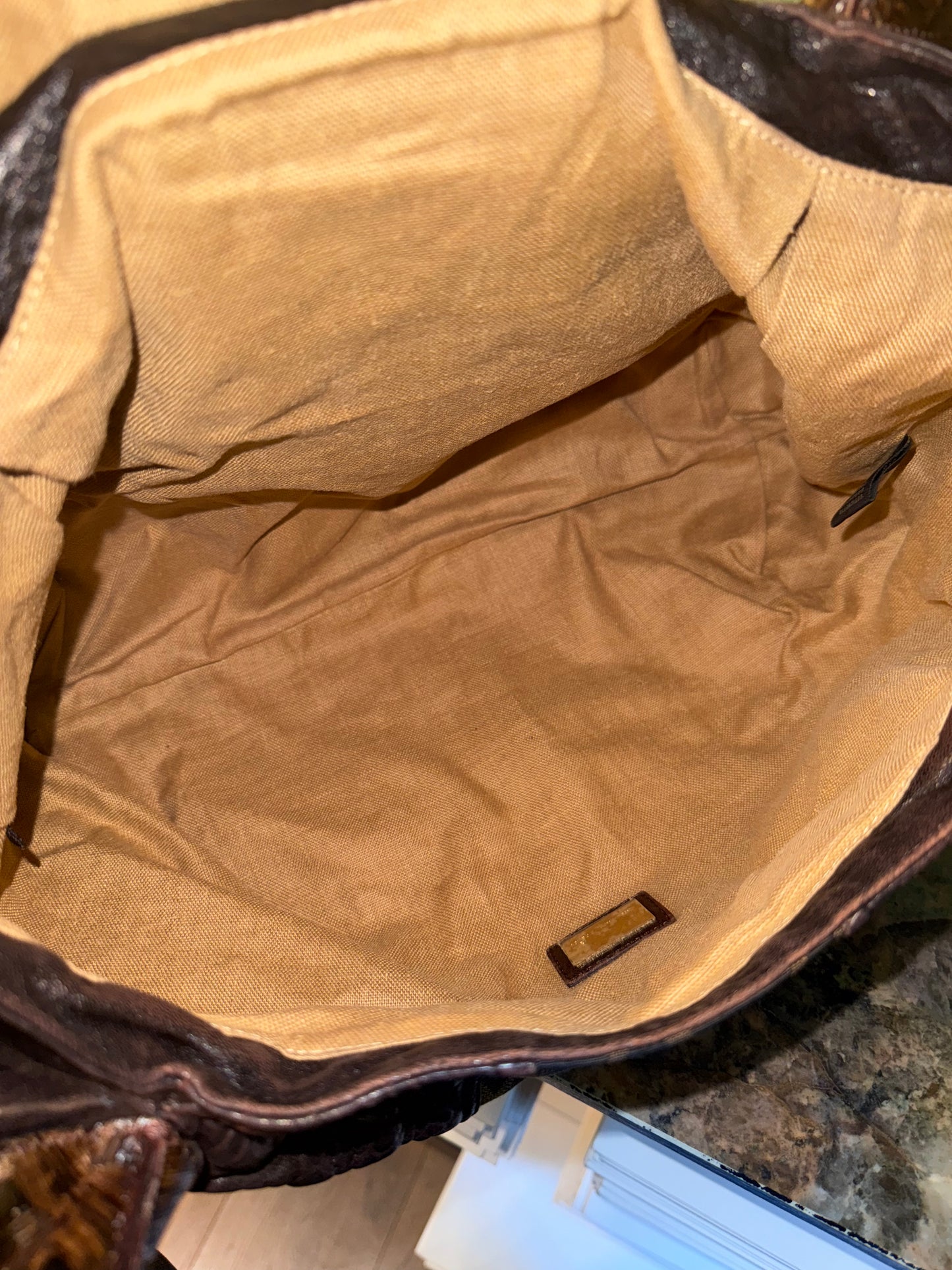 FENDI BROWN ZUCCA LARGE SPY HANDBAG