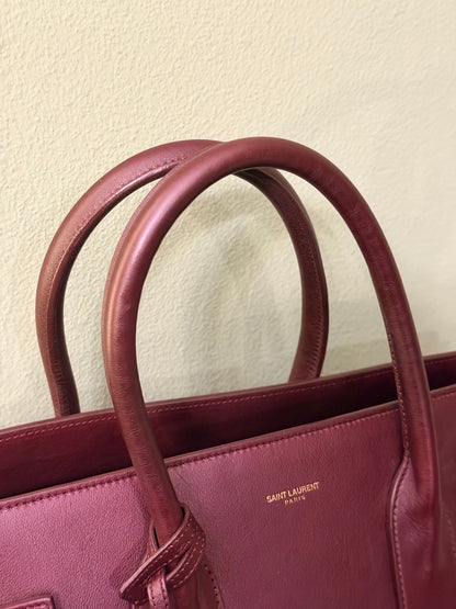 SAINT LAURENT LARGE BURGUNDY SAC DE JOUR HANDBAG