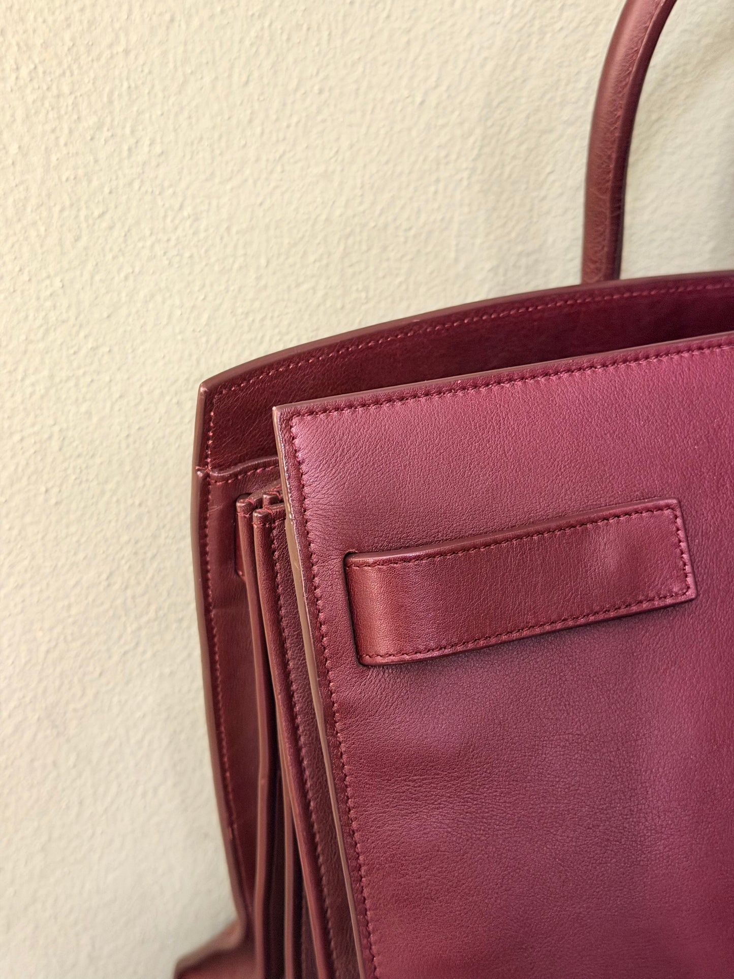 SAINT LAURENT LARGE BURGUNDY SAC DE JOUR HANDBAG