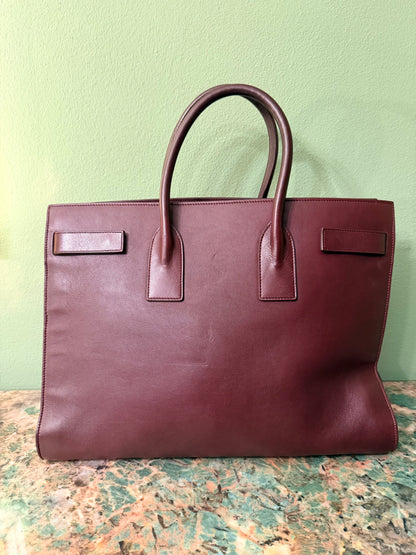 SAINT LAURENT LARGE BURGUNDY SAC DE JOUR HANDBAG