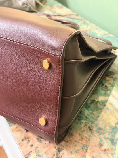 SAINT LAURENT LARGE BURGUNDY SAC DE JOUR HANDBAG