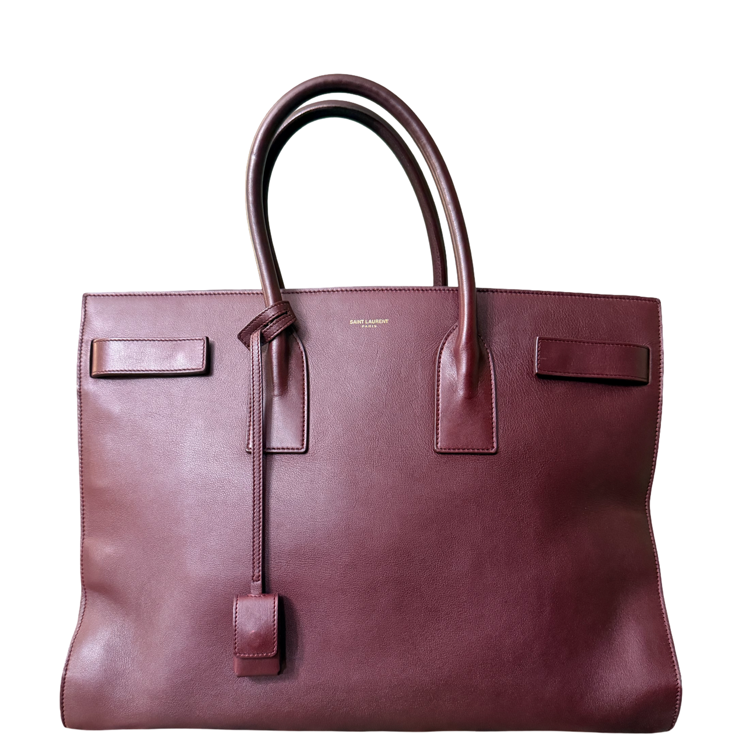 SAINT LAURENT LARGE BURGUNDY SAC DE JOUR HANDBAG