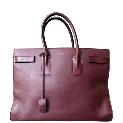 SAINT LAURENT LARGE BURGUNDY SAC DE JOUR HANDBAG