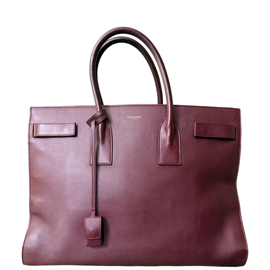 SAINT LAURENT LARGE BURGUNDY SAC DE JOUR HANDBAG
