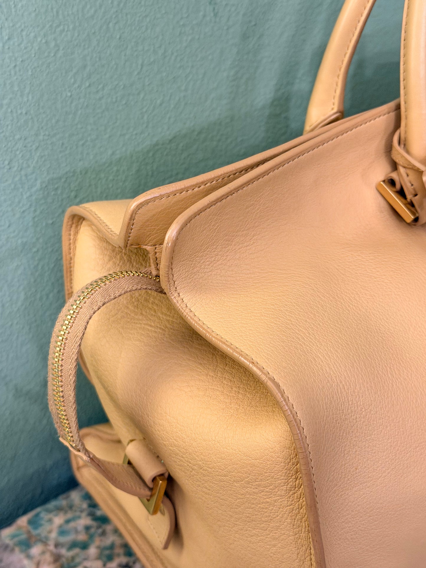 SAINT LAURENT BUTTER YELLOW LARGE CABAS CHIC HANDBAG