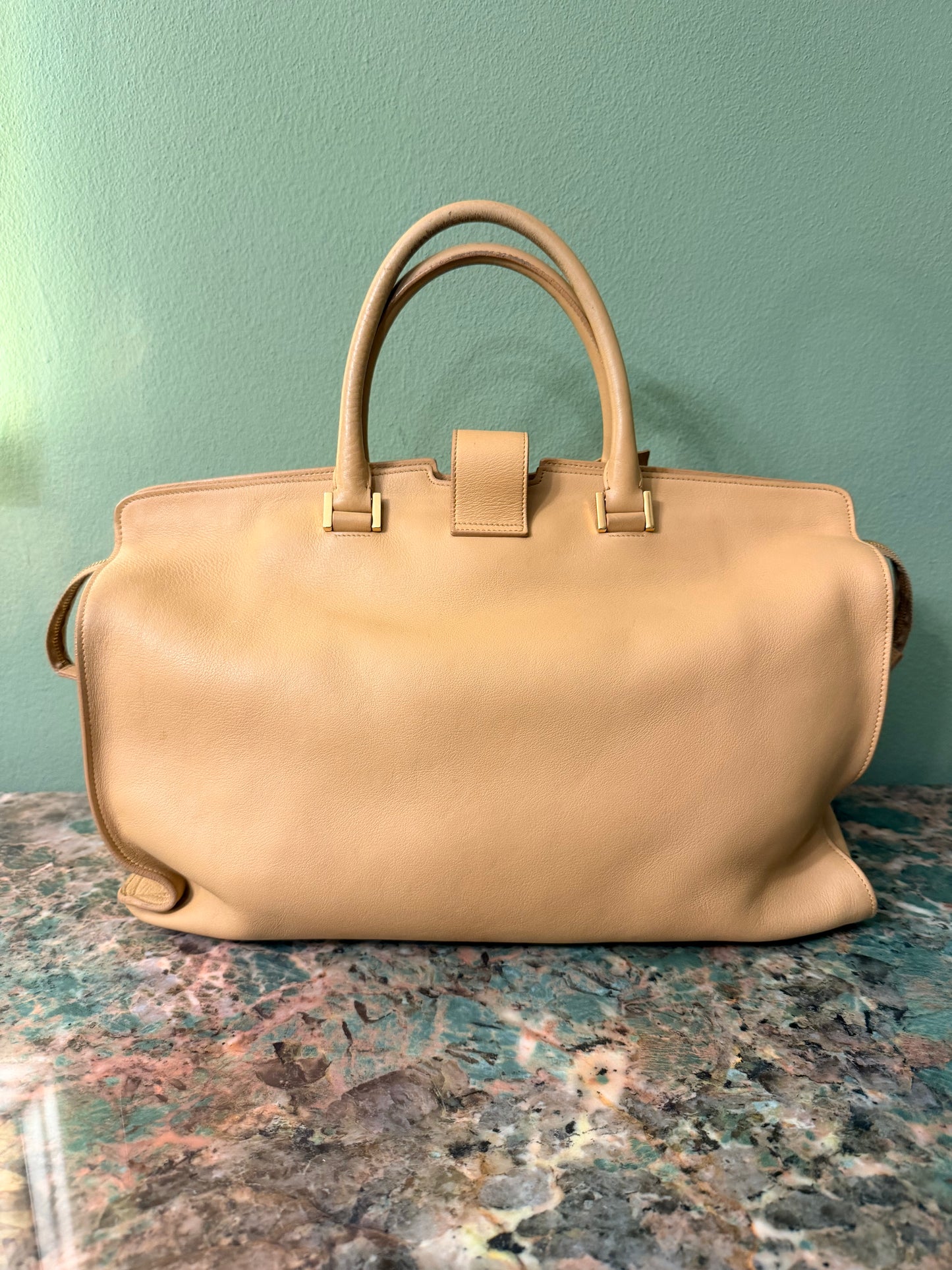 SAINT LAURENT BUTTER YELLOW LARGE CABAS CHIC HANDBAG