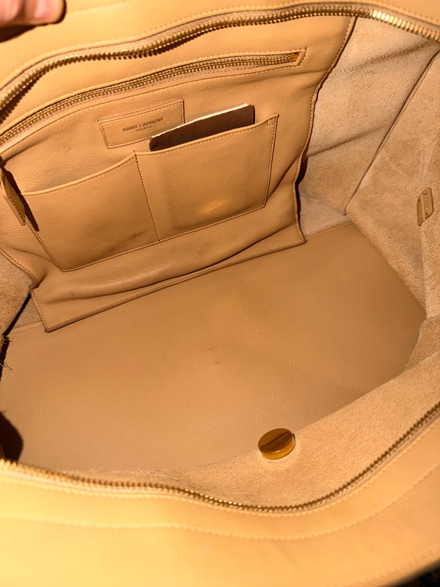 SAINT LAURENT BUTTER YELLOW LARGE CABAS CHIC HANDBAG