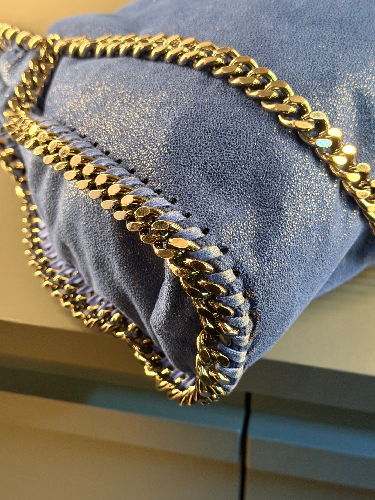 STELLA MCCARTNEY ELECTRIC BLUE FALABELLA FOLD OVER HANDBAG