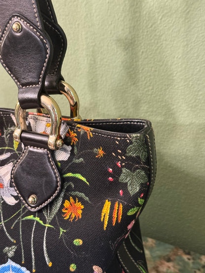 GUCCI BLACK FLORA HANDBAG