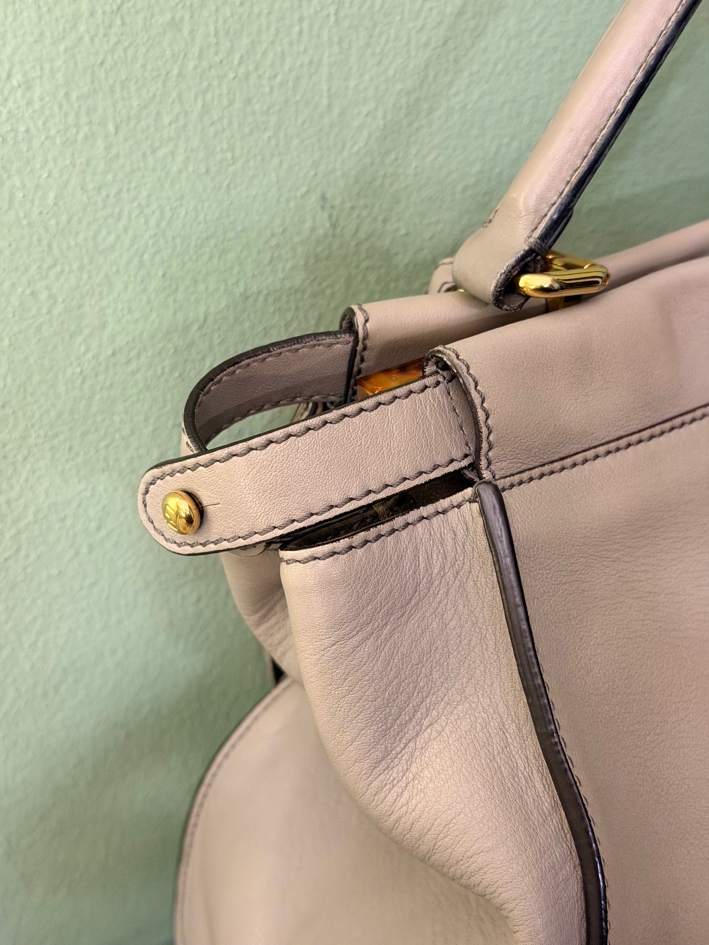 FENDI GRAY LARGE PEEKABOO HANDBAG