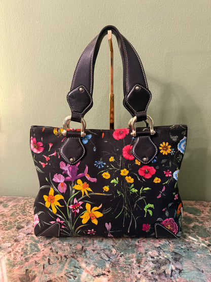 GUCCI BLACK FLORA HANDBAG