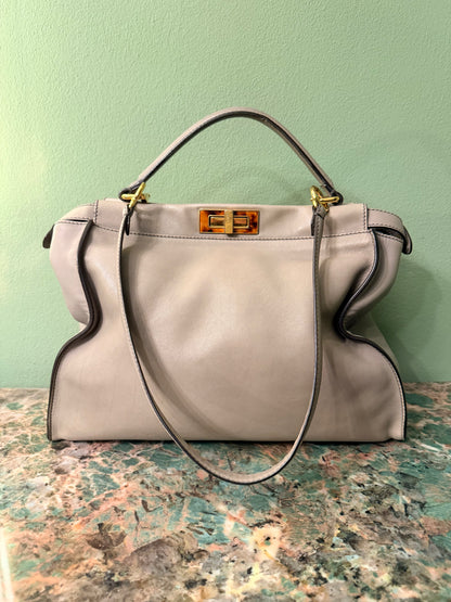 FENDI GRAY LARGE PEEKABOO HANDBAG