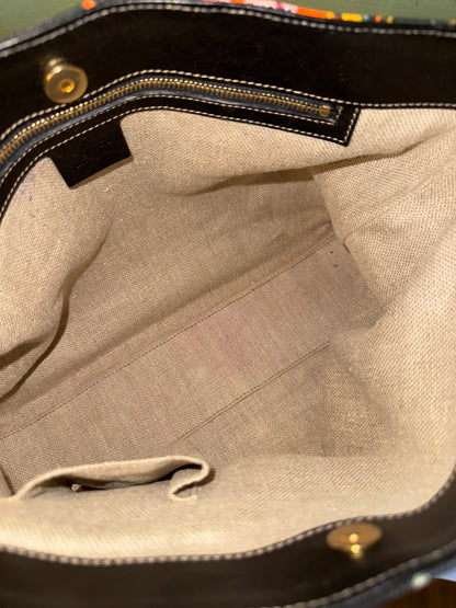 GUCCI BLACK FLORA HANDBAG