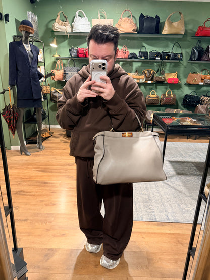 FENDI GRAY LARGE PEEKABOO HANDBAG