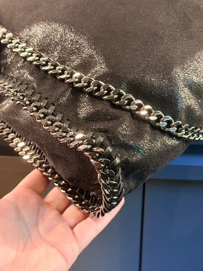 STELLA MCCARTNEY BLACK FALABELLA FOLD OVER HANDBAG
