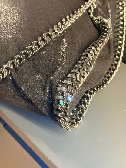 STELLA MCCARTNEY BLACK FALABELLA FOLD OVER HANDBAG