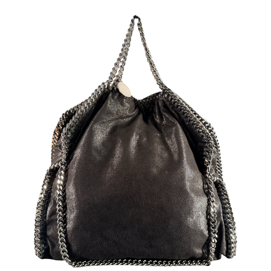 STELLA MCCARTNEY BLACK FALABELLA FOLD OVER HANDBAG