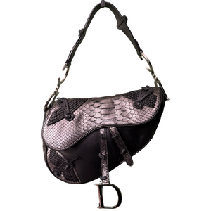 DIOR BY JOHN GALLIANO SILVER PYTON SADDLE SHOULDER BAG