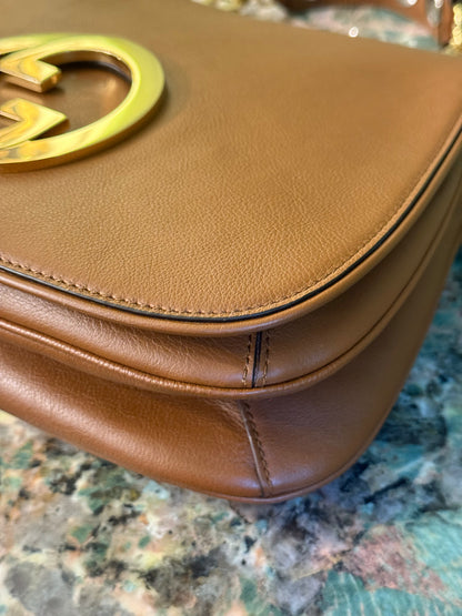 GUCCI LARGE BROWN BLONDIE TOP HANDLE HANDBAG