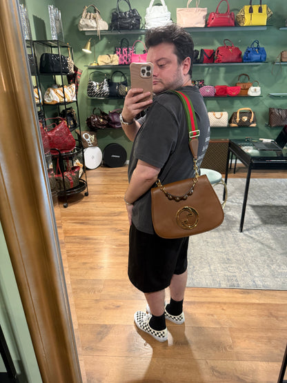 GUCCI LARGE BROWN BLONDIE TOP HANDLE HANDBAG