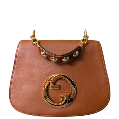 GUCCI LARGE BROWN BLONDIE TOP HANDLE HANDBAG