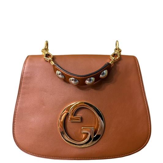 GUCCI LARGE BROWN BLONDIE TOP HANDLE HANDBAG