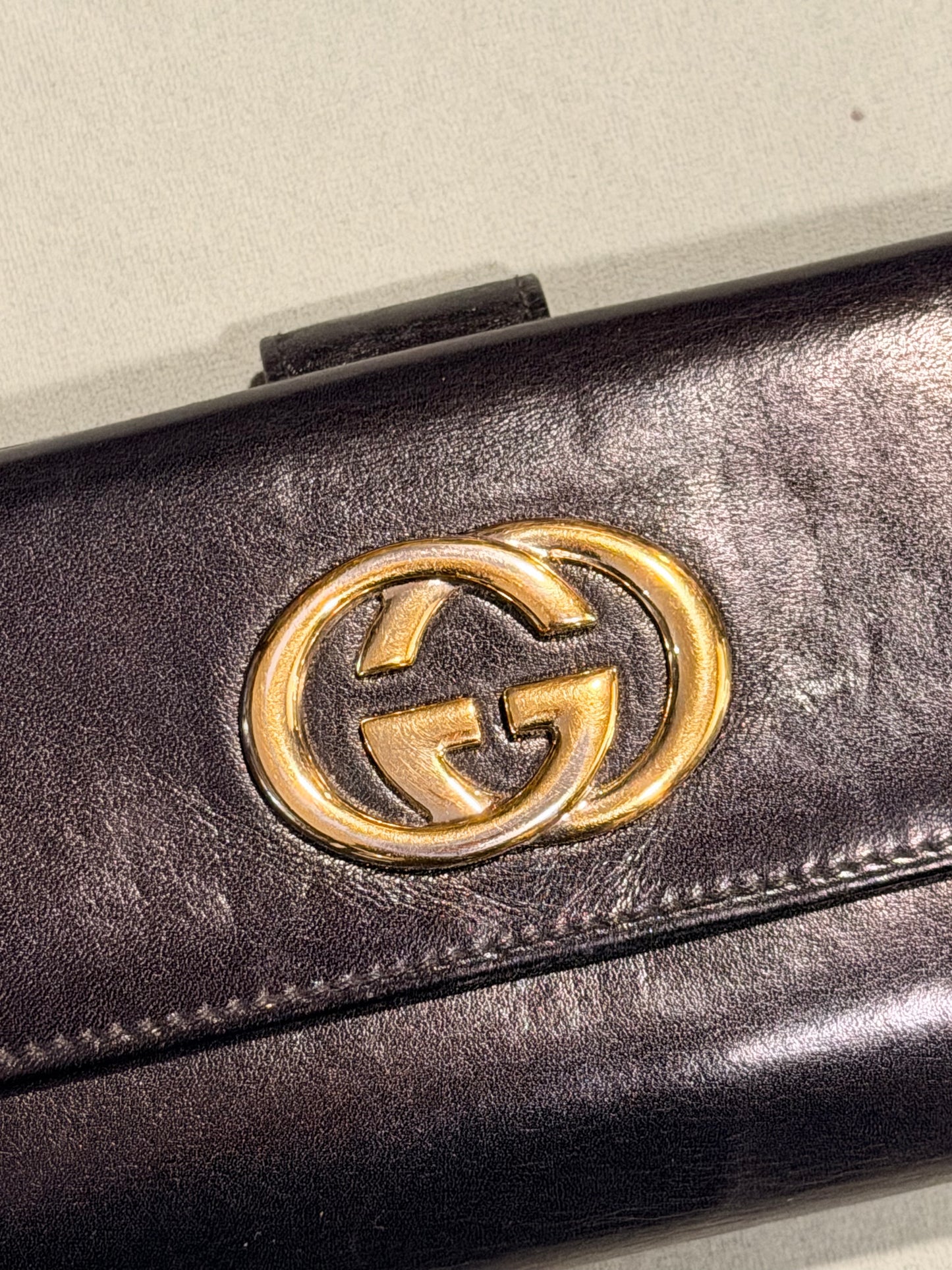 GUCCI BLACK LEATHER LONG WALLET