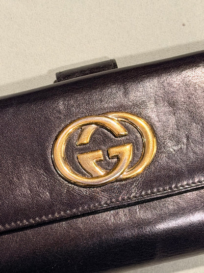 GUCCI BLACK LEATHER LONG WALLET