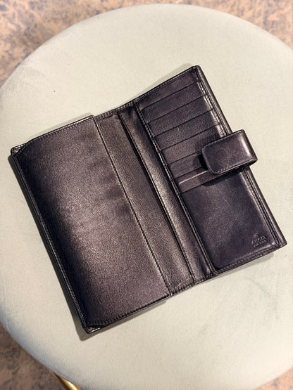 GUCCI BLACK LEATHER LONG WALLET