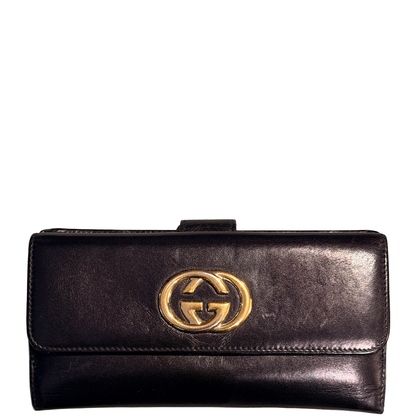 GUCCI BLACK LEATHER LONG WALLET