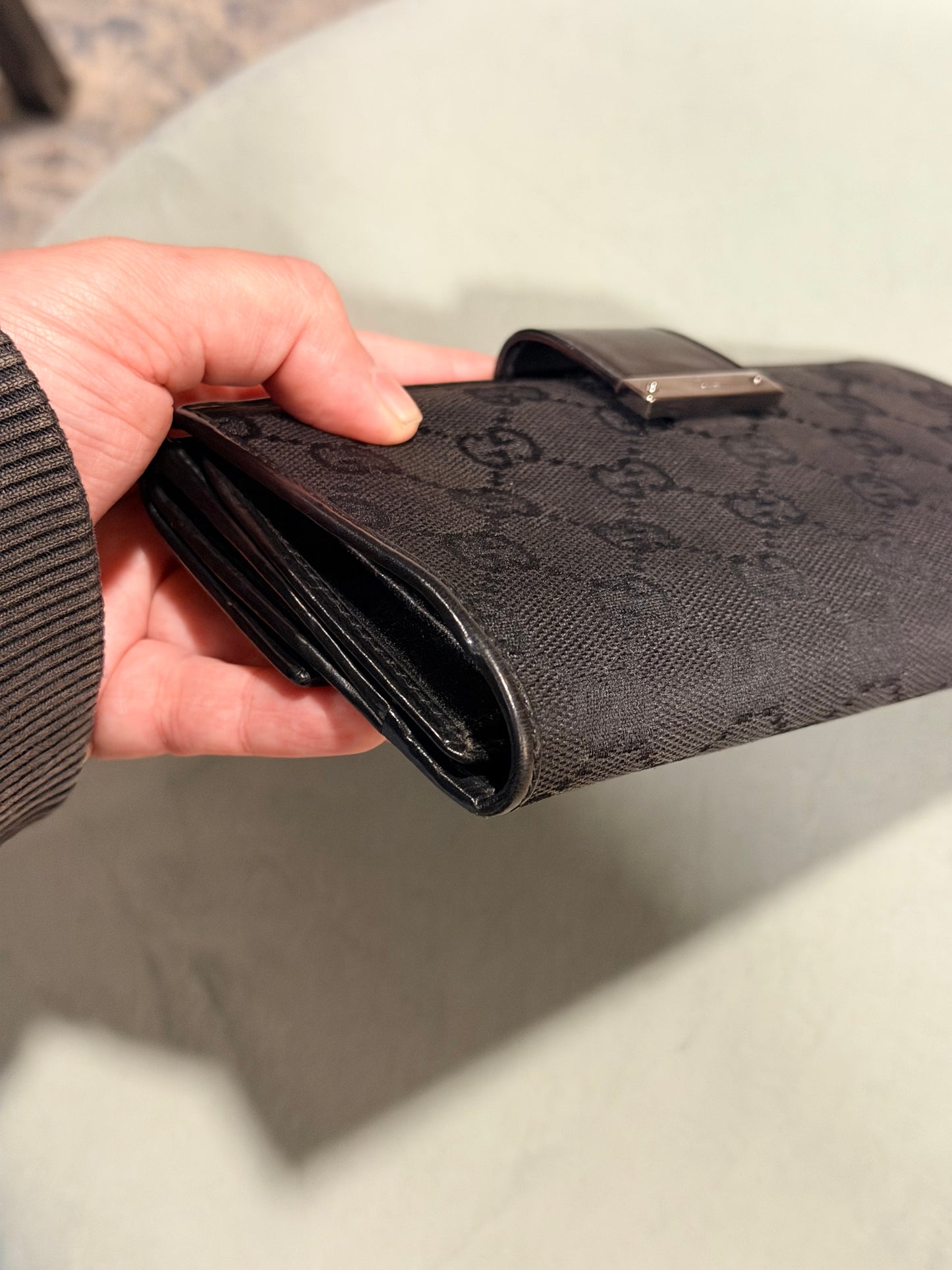 GUCCI BLACK MONOGRAM LONG WALLET