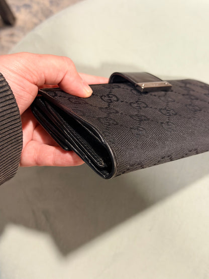 GUCCI BLACK MONOGRAM LONG WALLET