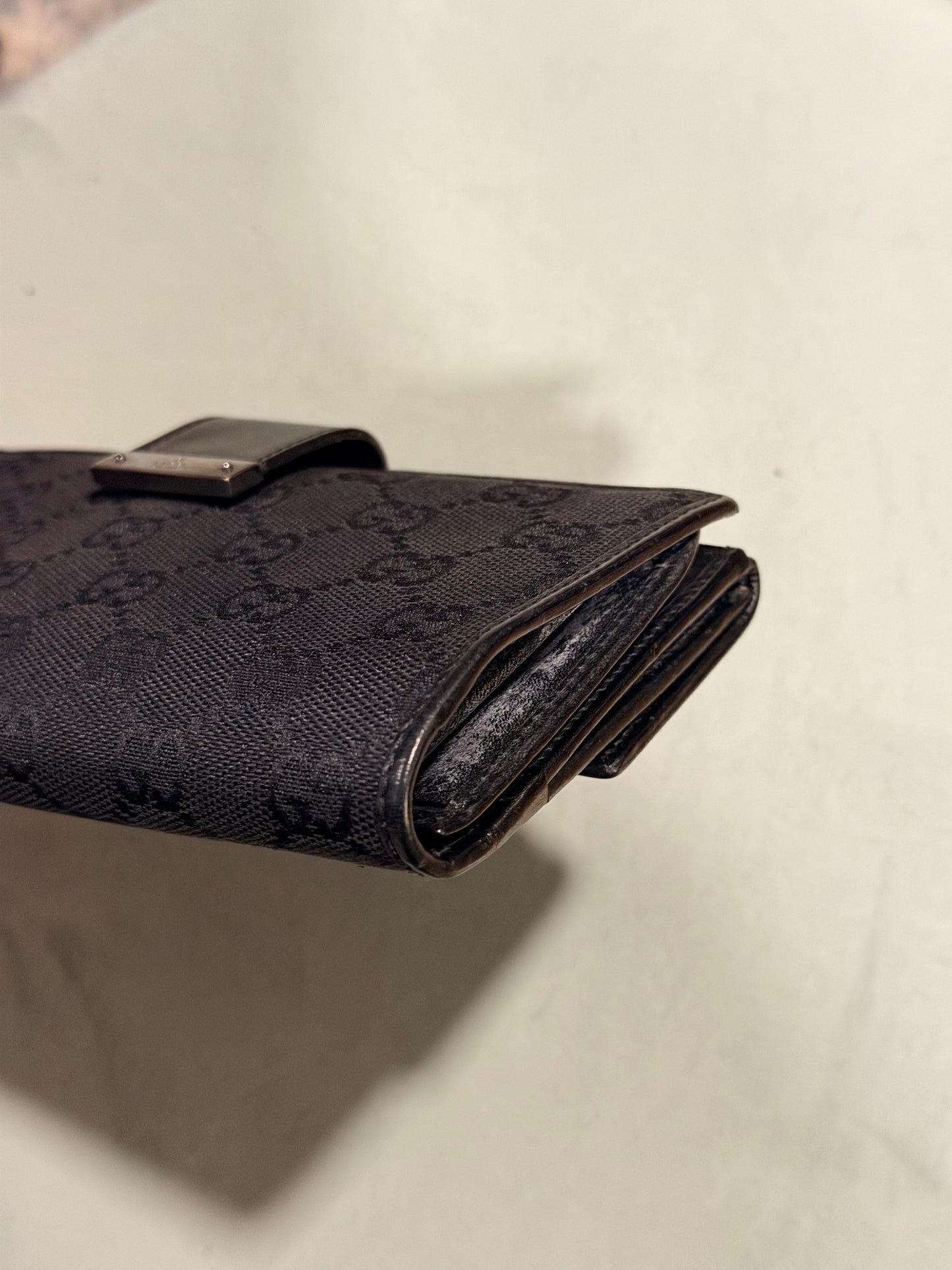 GUCCI BLACK MONOGRAM LONG WALLET