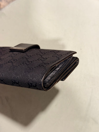 GUCCI BLACK MONOGRAM LONG WALLET