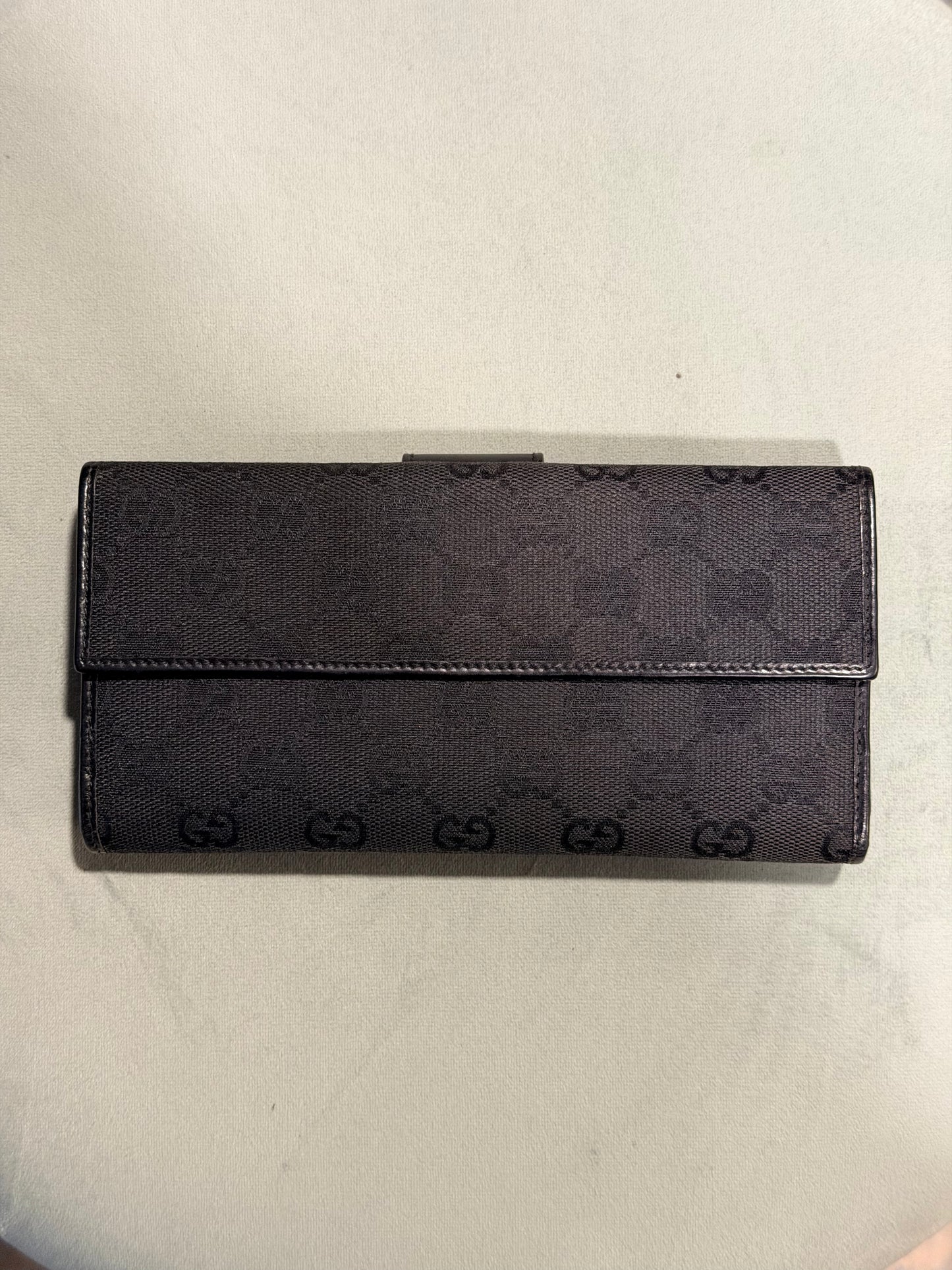 GUCCI BLACK MONOGRAM LONG WALLET