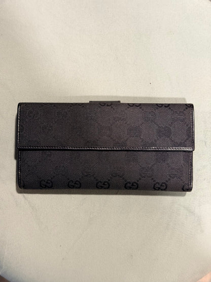 GUCCI BLACK MONOGRAM LONG WALLET