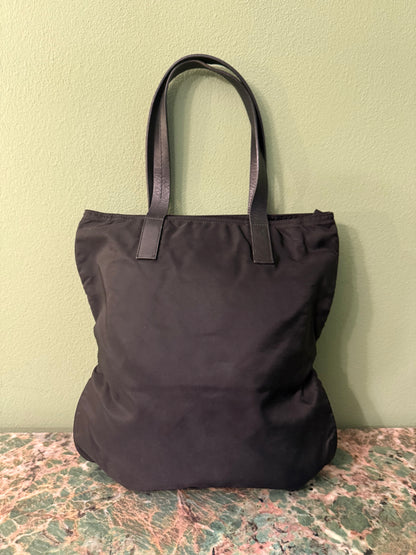 PRADA BLACK NYLON SHOPPER TOTE