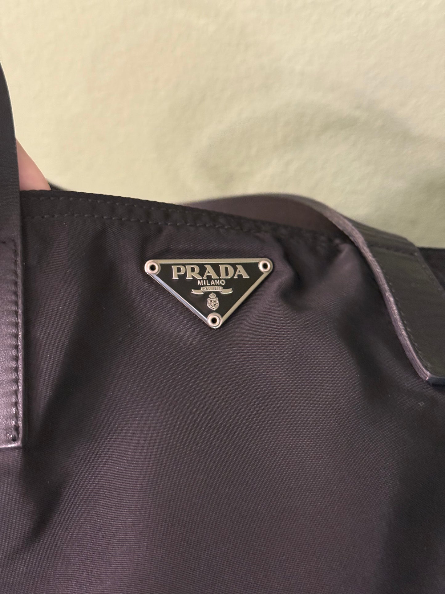 PRADA BLACK NYLON SHOPPER TOTE